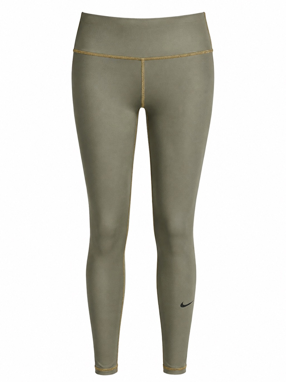 Nike One Dri-FIT High Rise Leggings Olive Green Gold Stitch Women’s XXL